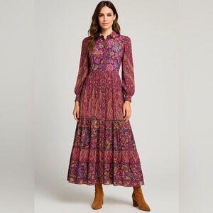Anthropologie Nikole Maxi Shirt Dress Paisley